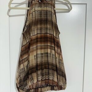 monaco Brown Plaid Pleated A-Line Skirt